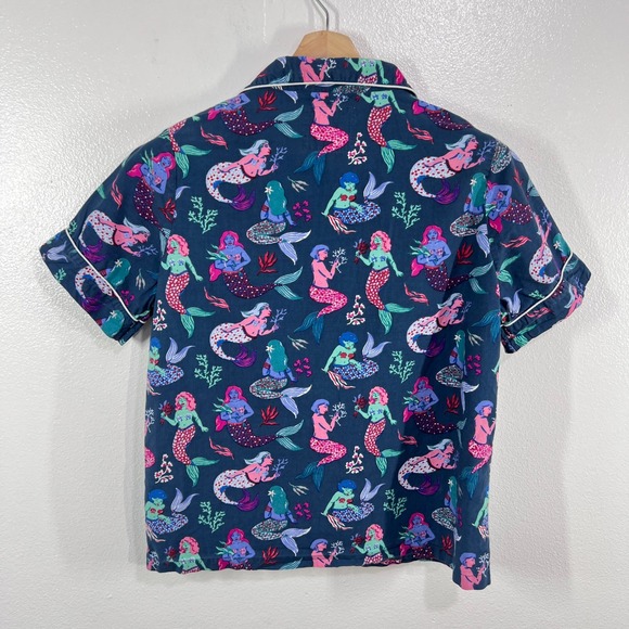 Printfresh Womens Mermaid Organic‎ Cotton Pajama Top Small Short Sleeve Sleep - Picture 3 of 8